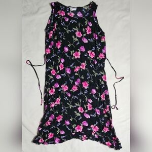 Vtg R&K ORIGINALS Dress Sleeveless Floral Whimsygoth Fairy Women Petite Black